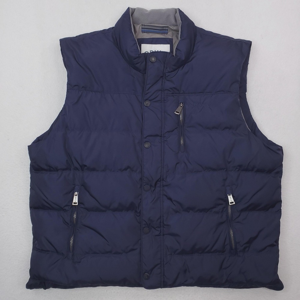 Orvis Vest Mens 2XL Blue Essex Down Puffer Quilted Full Zip Insulated Outdoor